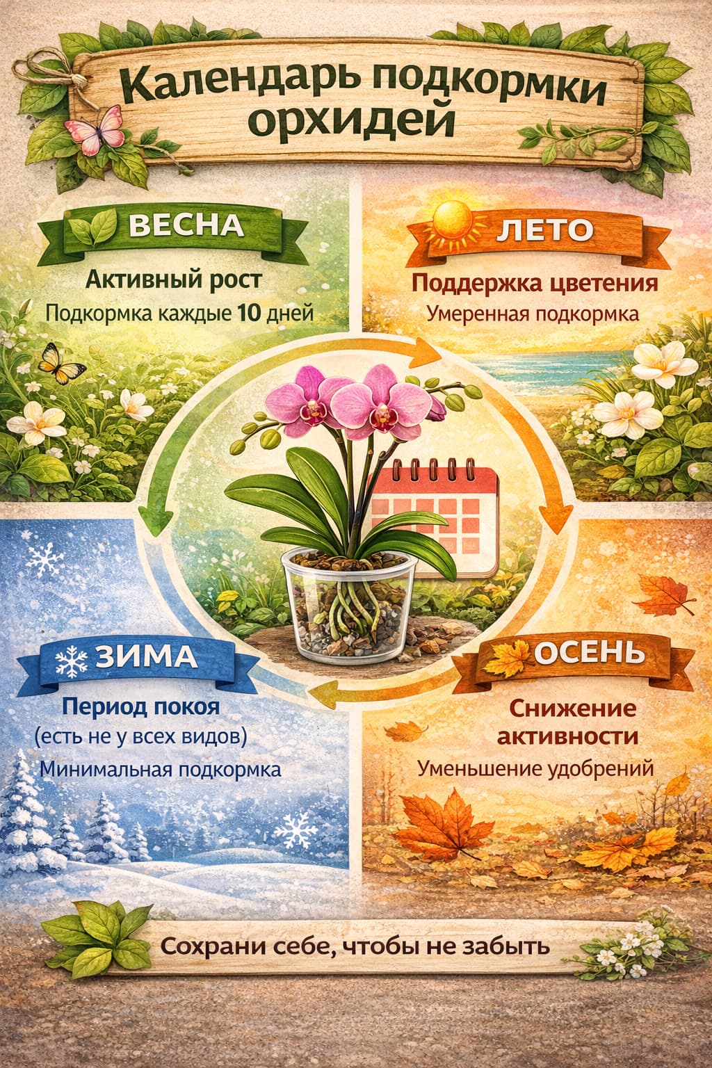 календарь подкормки орхидей по месяцам
