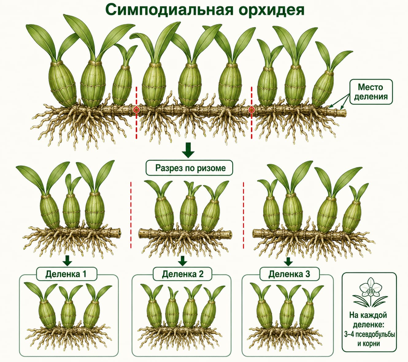 Размножение симподиальной орхидеи - схема